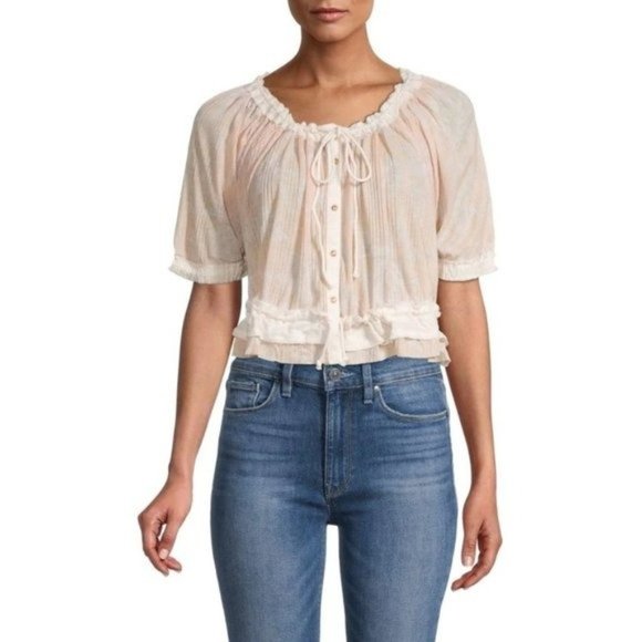 FREE PEOPLE Perfect Day Gathered Top Neutral Combo NWT - Medium - Picture 3 of 3